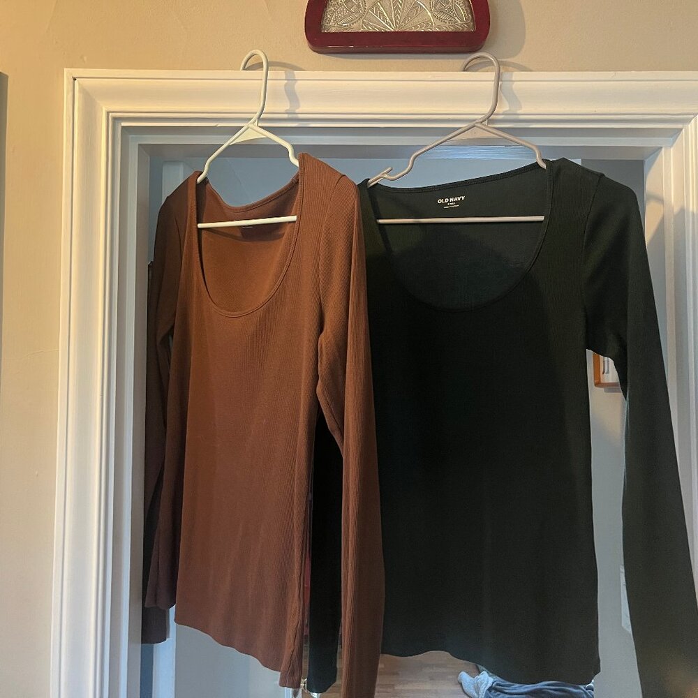 Set of two - Old Navy Tall Scoop Neck Ribbed long sleeve tees - medium Tall